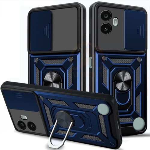 Image of Armor Bumper Back Cover Case for Nothing CMF Phone 1 Rotating Camera Cover, Ring Holder & Kickstand | Heavy Duty & 360 Degree Protection Nothing CMF Phone 1 Back Cover (Blue)