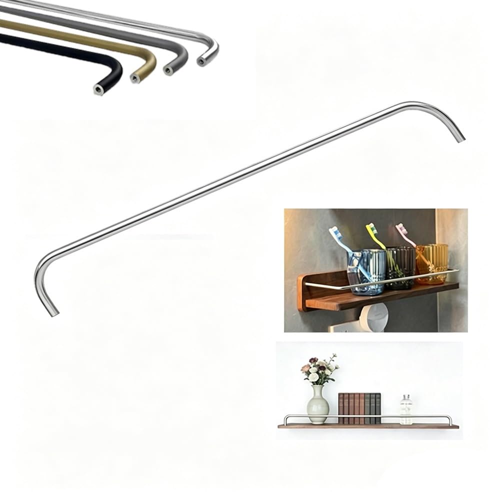 SVBVRFEEW Aluminum Rail Shoe Rack Guardrail Round Tube Shelf Railing Tipping Gallery Rails Set with Screws Shelves Guard Fence Customizable(Silver,32in/81.3cm)
