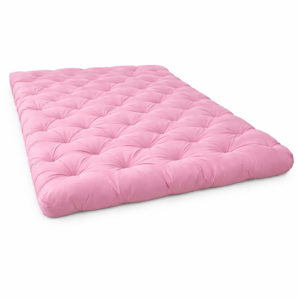Atootfuison Soft Cotton Thick Foldable Firm Star Cotton Mattress, Light Weight, Solid Coloured, Easy to Carry Pink (Pink, Single Bed 72X36X5 Inches)-image-11