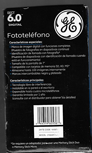 Telefone inalámbrico GE 27956FE1 con identificación de llamada fotográfica miniatura 5
