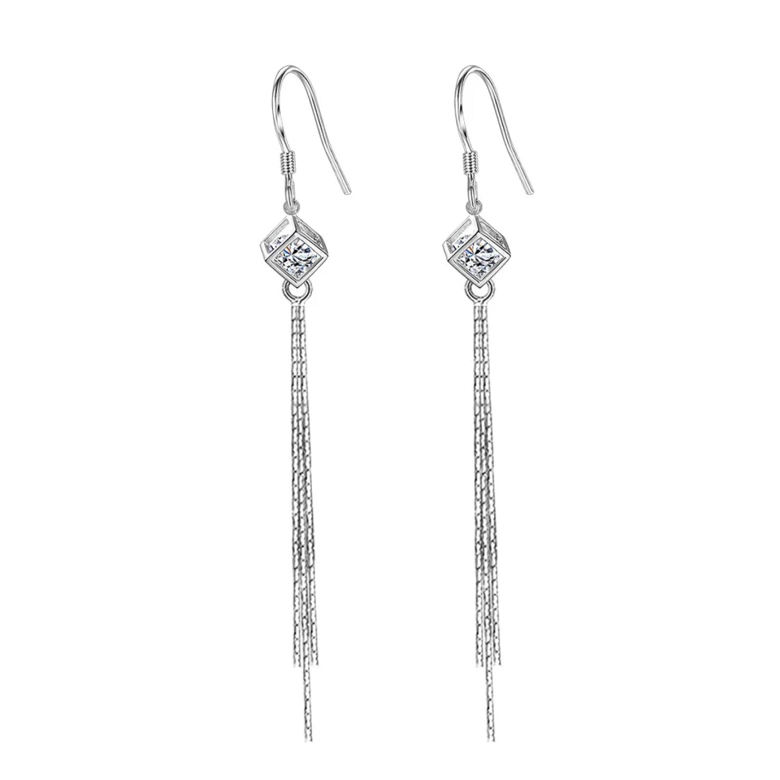 WZGWDC Ohrstecker mit Langer Kette, Hohle Tropfenohrringe für Frauen, Hochzeit