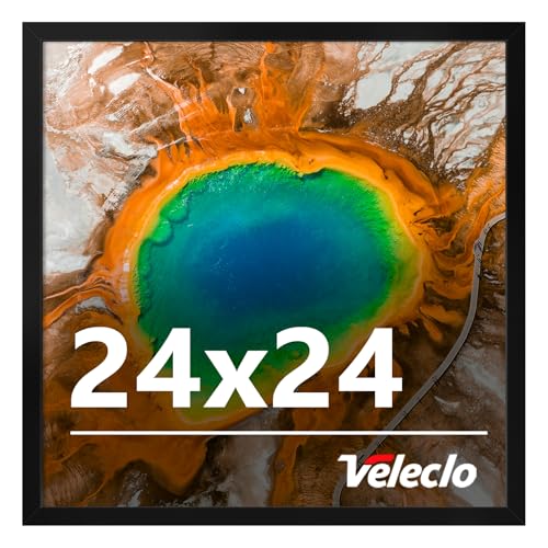 Veleclo 24x24 Picture Frame for Wall Display 24x24 Black Picture Frame with Shatter Resistant Plexiglass Stable and Sturdy 24 x 24 Poster Frame for Wall Display Handpicked Gift Collection 1 Pack