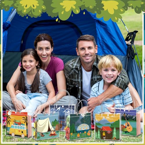 Image of Teenyyou 24 Pcs Camping Theme Clear Gift Bags with Handles Outdoor Adventure Transparent Tote Bags Reusable PVC Gift Container for Camping Theme Party, Bridal Shower, Birthday Party Favors