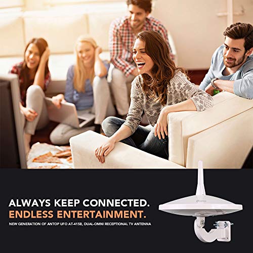 ANTOP UFO 720°Dual-Omni-Directional Outdoor HDTV Antenna Exclusive Smartpass Amplifier &4G LTE Filter,Enhanced VHF/UHF Reception,Fit Outdoor/RV/Attic Use(33ft Coaxial Cable,4K UHD Ready)
