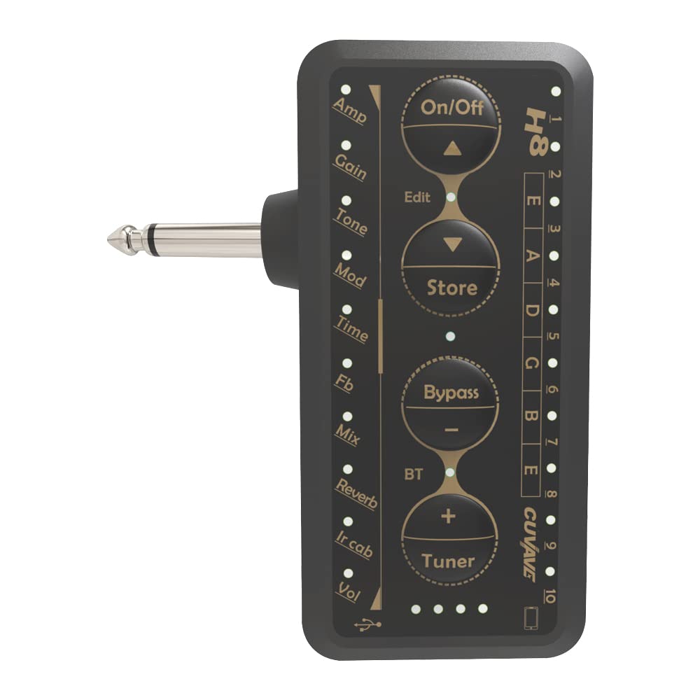 M-Vave H8 - Amplificatore per cuffie per chitarra, effetti integrati, batteria, ingresso strumento e audio Bluetooth