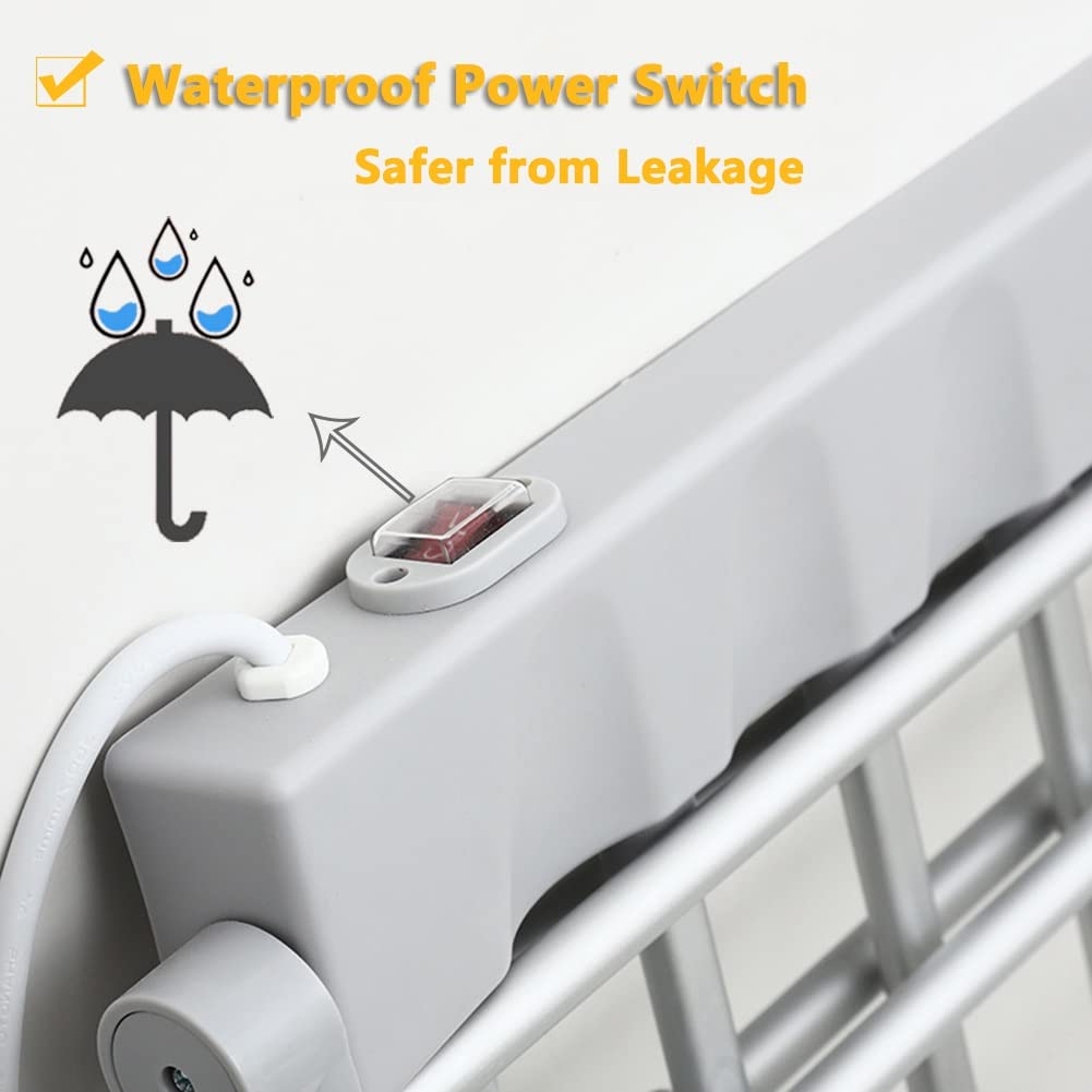 Tendedero De Ropa con Calefacción Eléctrica (18 Barras), Calentador de Toallas Plegable de 230W, Secado rápido de Ropa, Perchero Interior de Bajo Consumo