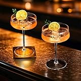 DAJASD Juego de 2 Copas de Cóctel, 250ml Vasos de Martini, Copas de Champán, Cristalería de Tallo Largo para Espresso, Martini, Vino y Cava, Calidad Regale un Bonito Conjunto de Martini