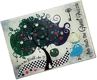 Glass Chopping Board Alice in Wonderland, Toughened Glass Worktop Saver Kitchen Aid Home Gift