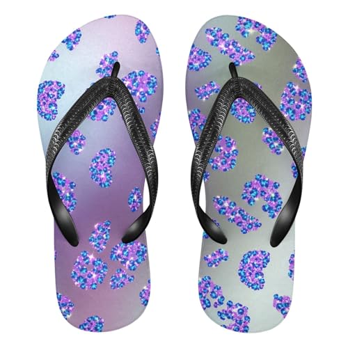 Sparkly Leopard Purple Blue Flip Flop Beach Summer Casual Sandal for Women & Men Shower Shoes 20862030