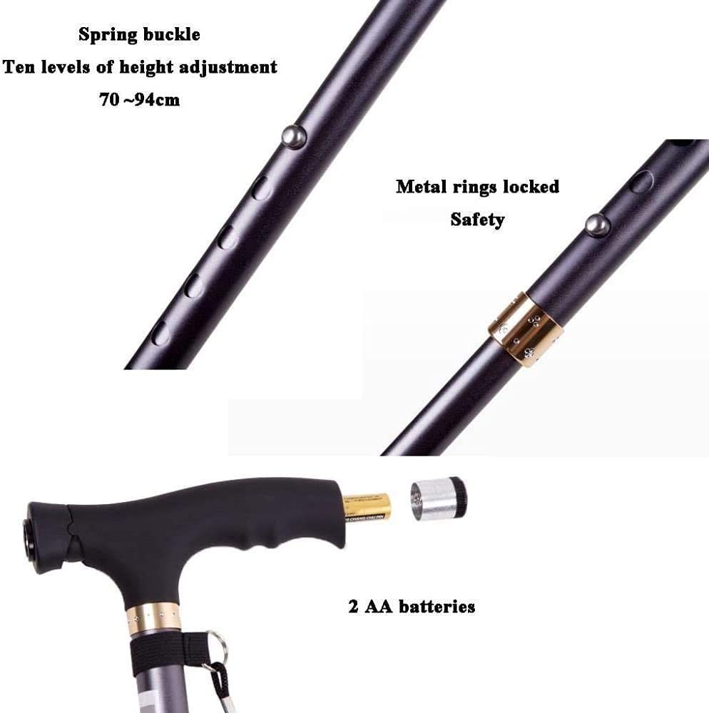 MObyat Andador para Ancianos,Muletas para bastón, livianas con luz LED, Mango ergonómico, Altura Ajustable para Hombres Mayores, Artritis, Personas Mayores, Mujeres lesionadas, discapacitadas