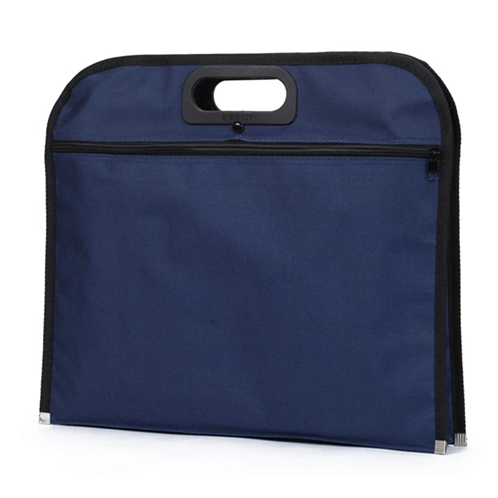 Borsa portadocumenti A4 blu con maniglia e chiusura lampo