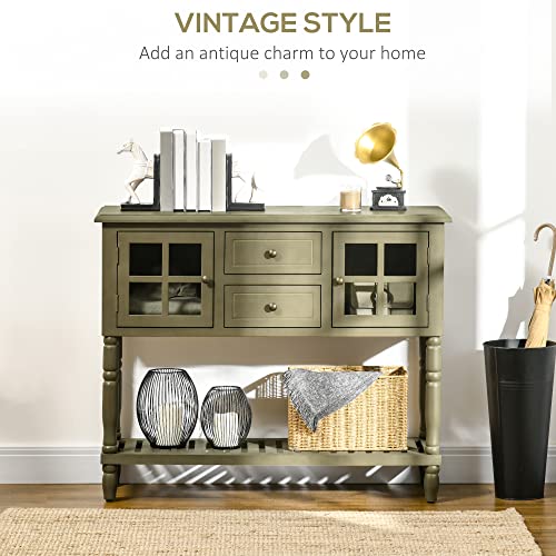 Homcom Vintage Console Table With 2 Drawers And Cabinets, Retro Sofa Table For Entryway, Living Room And Hallway, Light Grey #TOP3