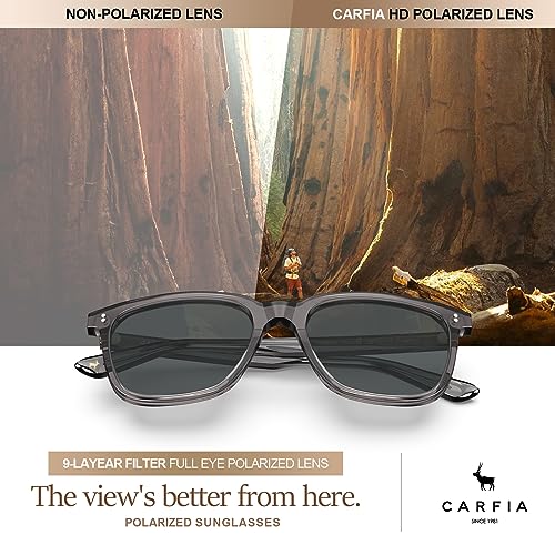 Image of CARFIA Acetate Polarized Sunglasses for Men UV400 Protection Classic Retro Square Shades Driving Glasses