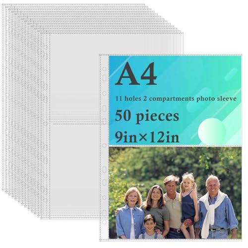 【Applicabile al raccoglitore ad anelli standard A4】 Le Porta Cartoline A4 hanno 11 fori, si adattano perfettamente ai raccoglitori ad anelli A4 2/3/4, sono comode per conservare documenti, foto, ecc. in modo ordinato e per accedervi in qualsiasi momento.