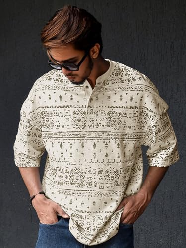 Image of Noble Monk Men Polycotton Solid Regular Kurta || Casual Plain Stylish Shirt for Man || Full Sleeve Band Collar Tshirt for Men || Casual Wear Tshirt for Man
