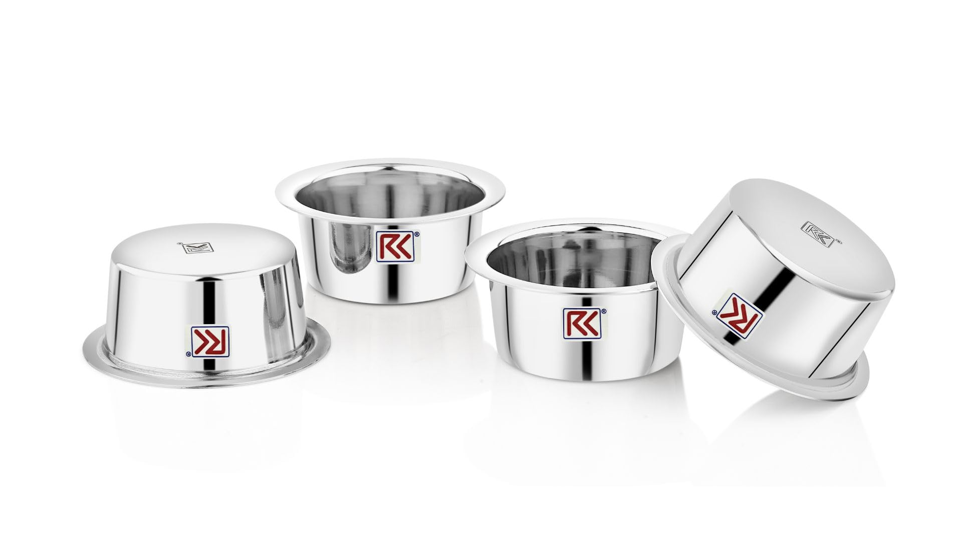 RK Kumbakonam Stainless Steel Traditional Dabara BowlSet | Coffee Dabara Bowl Set | South Indian Filter Coffee Tumbler Set (Silver,140 ml,Pack of 4