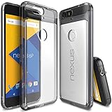 Ringke Fusion Compatible with Nexus 6P Case Clear PC Back TPU Bumper Shock Absorption Technology Attached Dust Cap for Huawei Nexus 6 P - Smoke Black