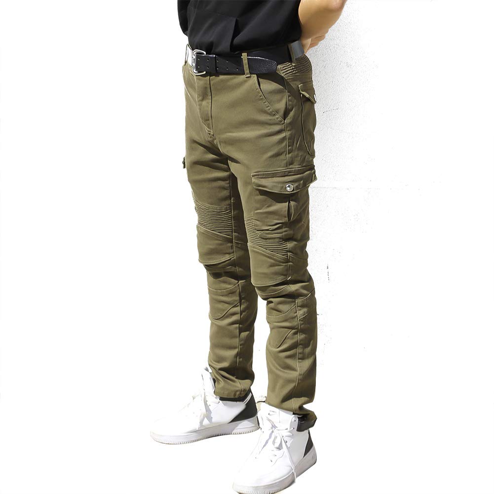 Jeans da moto uomo con protezioni Pantaloni da ciclismo Verde militare