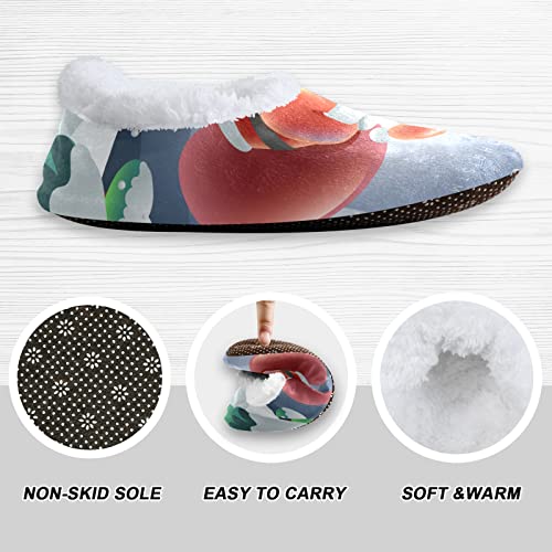 Cute Christmas Santa Claus House Slippers Warm Fuzzy Slipper Socks With Grippers Mens Womens Soft Comfy Lined #TOP2