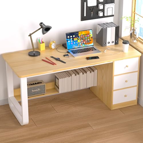 Lista de Escritorio para Tareas favoritos de las personas. 44 Escritorio de Oficina Minimalista,Escritorio para Computadora con 3 Cajones y Estante,Escritorio de 50CM de Ancho,Escritorio de Estudio para Oficina en Casa,Estación de Trabajo...