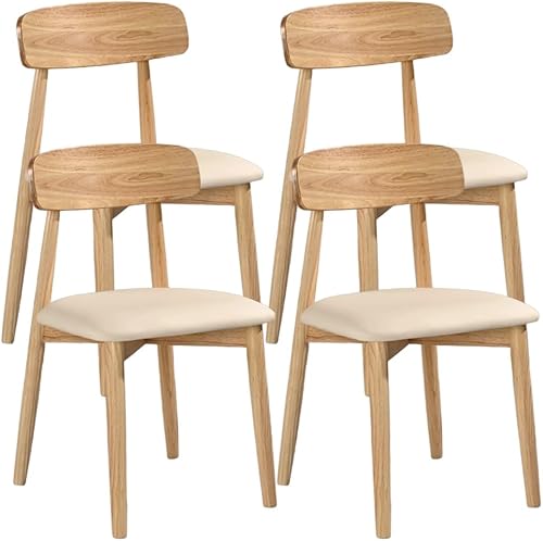 Miniatura 13 de YVYKFZD Sillas de comedor de madera maciza, juego de sillas de comedor sin brazos, sillas de cocina tapizadas de cuero, cómoda silla auxiliar con