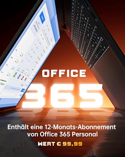 jumper Laptop 17,6 Zoll, N95 CPU, Office 365, 16GB RAM 512GB SSD + 128GB eMMC, 100% sRGB FHD Display, QWERTY Leuchtende Tastatur, mit Deutscher Tastaturfolie, 7000mAh, WiFi-6, Notebook für Studenten. – Bild 5