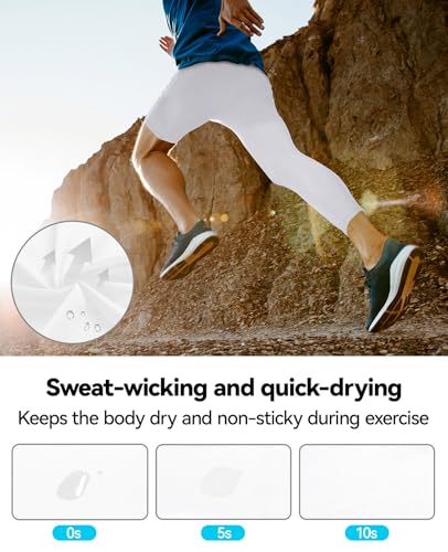 Niksa 1/2 Pack Men's Compression Pants, 3/4 One Leg Compression Tights Men Basketball Leg Sleeve Athletic Base Layer Leggings3