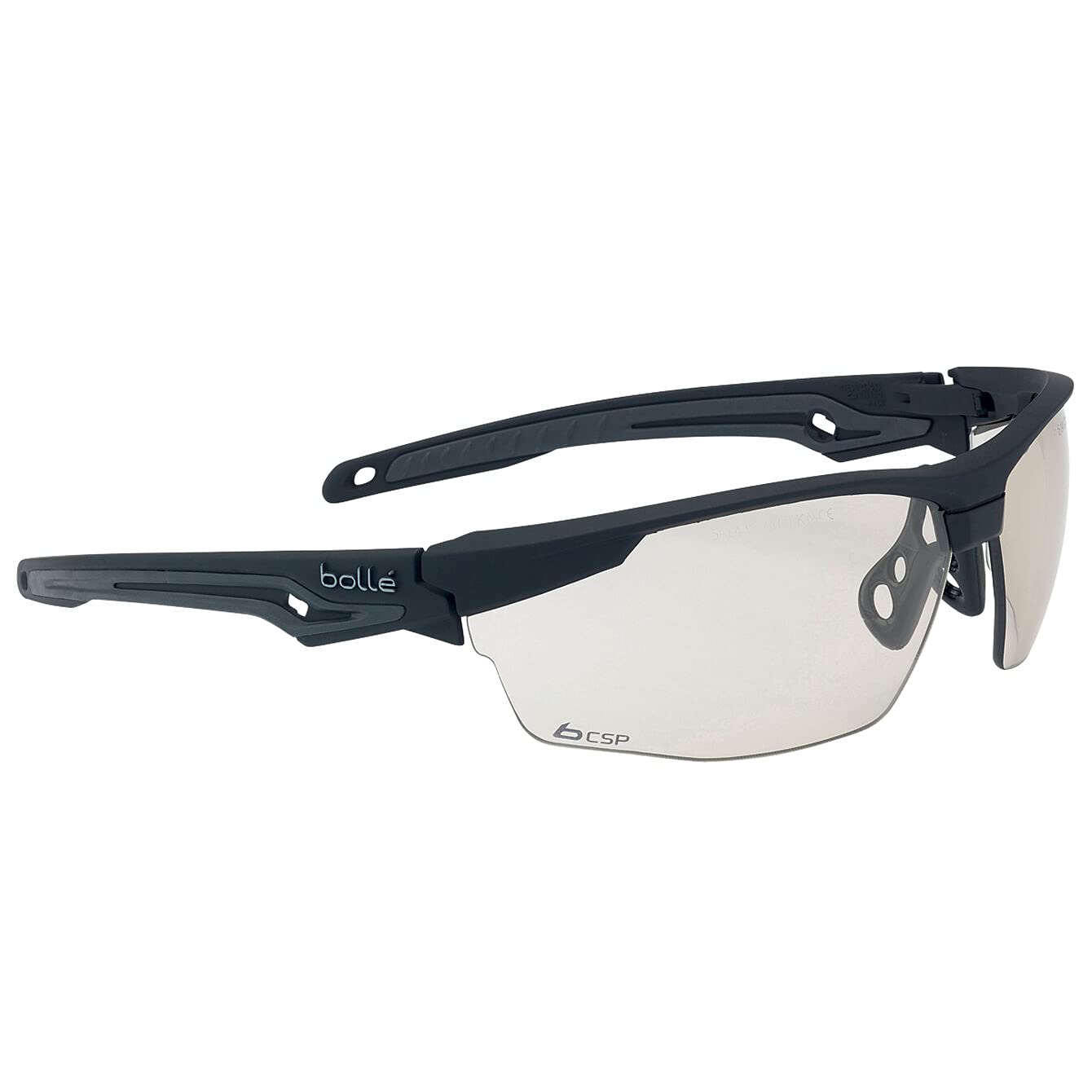 Bollé TRACKER II SAFETY SPECTACLES SMOKE PC LENS, Matte Black Frame/Csp Lenses
