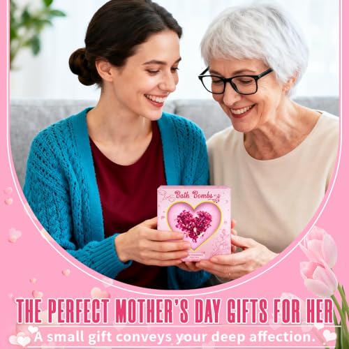 Bath Bombs for Women XXL, Basket Set for Mothers Day Gifts for Mom, Organic Heart Shaped Handmade Rose Essential Oil, Pink Teacher Appreciation Gifts for Wife Daughter Girlfriend Coworkers — view 6
