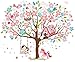 Kath & Cath Rainbow Unicorn, Pink Fairy, Gingerbread House, Singing Birds and Cherry Blossoms Tree Wall Stickers -Kids Girls Room Vinyl Removable Self-Adhesive Multi-colour Wall Mural Art Decoration