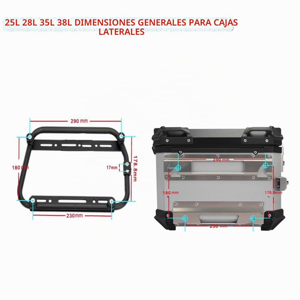 Portaequipajes Universal para Motocicleta Soporte para Maleta Lateral Fácil Instalación para Maletas Laterales De 25 28 35 Y 38 litros Kit De Marco Estabilizador