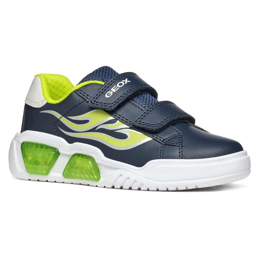 Geox J Illuminus Boy A Sneaker, Navy Lime, 11 UK Child
