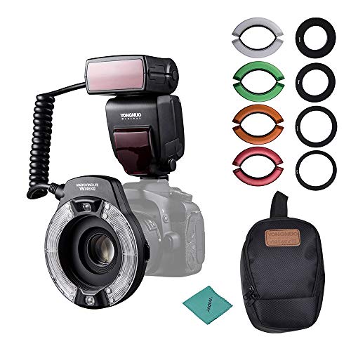 YONGNUO Professionelles YN14EX II-Makro-Ring-Blitzlicht-Kit mit großen LCD-Display-Adapterringen Farbtemperaturfilter Hot Shoe Mount Unterstützung...