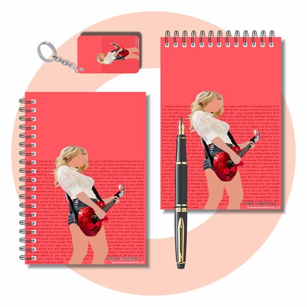CRAFT MANIACS TAYLOR SWIFT RED SAGA PRINTED SET OF 2 UNRULED POCKET SIZED A6 DIARIES | BEST GIFT FOR POP SINGER LOVERS & SWIFTIES