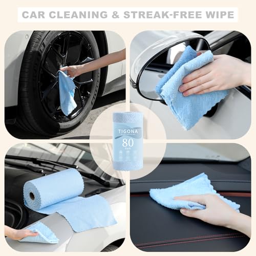 Image of 80 Pack Microfiber Cleaning Cloth Roll Reusable Paper Towels 12 inchx12 inch Tear Away Cloth,Absorbent Dish Rags for House Kitchen,Wash Cloths,Lint Free Rags for Window Cars Cleaning Supplies
