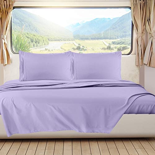 Image of Nestl Lavender Short Queen Sheets for RV, Hotel Luxury RV Queen Sheets Set, 6 Piece Fitted Bed Sheet Set and Pillowcases, Super Soft, Wrinkle-Free, and Breathable Camper Bedding