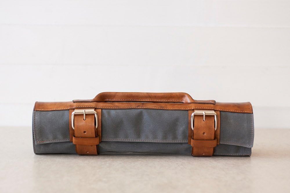 Waxed Canvas Chef's Roll: Grey and Java