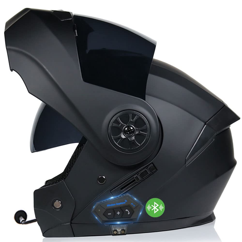 Casco Modulare Bluetooth, per Adulti, Donne E Uomini, Casco Modulare con Doppia Visiera, Casco da Moto Integrato Omologato ECE, Traspirante E Confortevole
