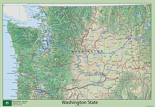 Washington State Map - 23.3 x 16.5 inches – Paper Laminated