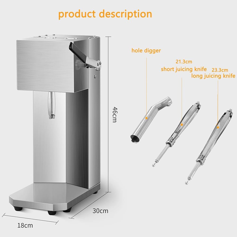 QUTBAG Spremiagrumi Elettrico, spremiagrumi e frantoio Commerciale in Acciaio Inossidabile, spremitura Senza Sforzo in 3 Secondi, Facile da Pulire, Macchina per Bevande Base Succo per Bar Ristorante