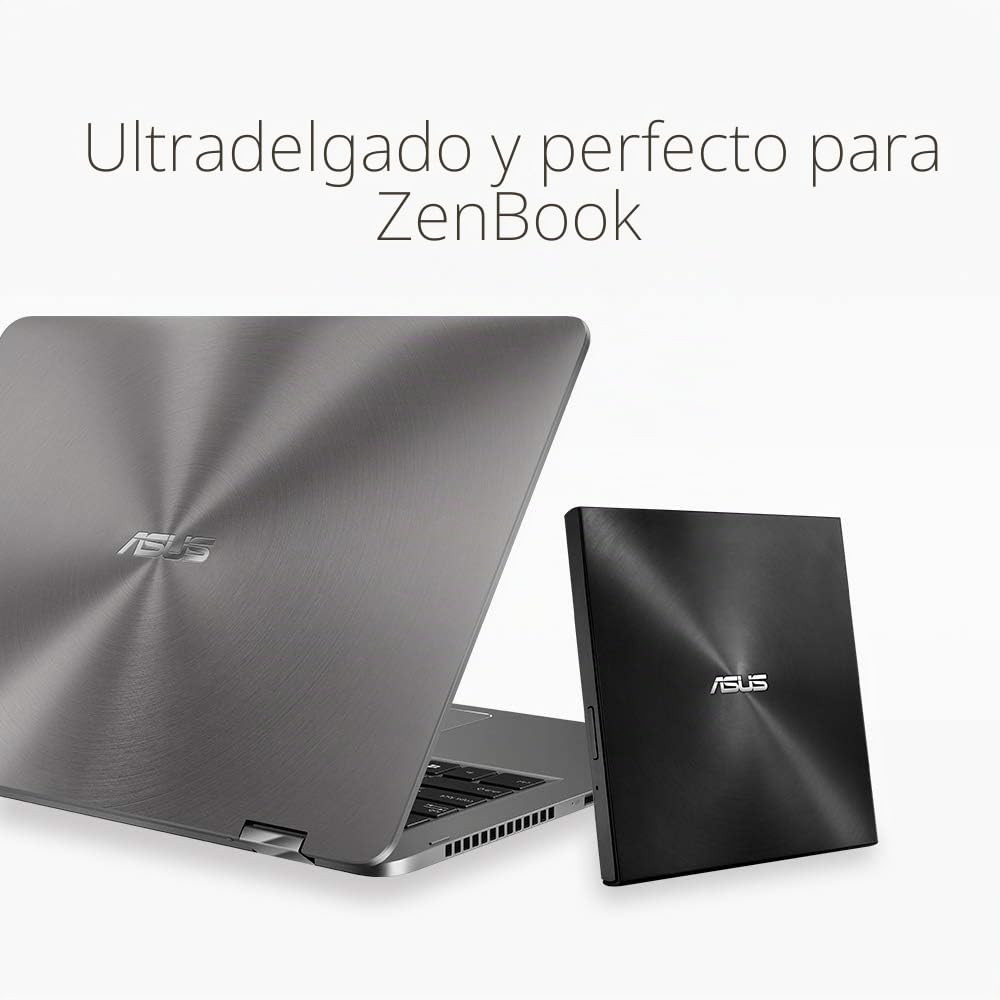 ASUS ZenDrive U9M SDRW-08U9M-U - Unidad de Disco óptico (8X, USB Tipo C + Tipo A, Compatible con Mac, 13.9 mm ultradelgada, compatibilidad con M-Disc, encriptación de Disco, E-Green, E-Media), Negro