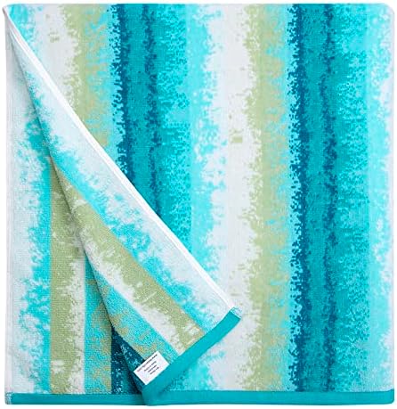 cabanana Fluffy Oversized Beach Towels - Plush 35 x 70 Inch Coastline Striped Pool Towel, Large Cotton Summer Swimming Cabana Towel (Green)