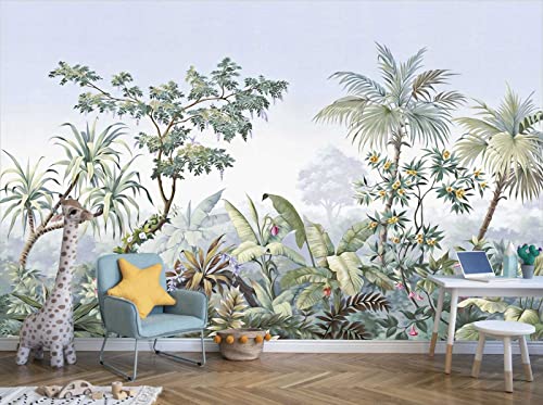 Reyhui Tropical Banana Leaf Wallpaper Green Plant Wall Murals For Bedroom Living Room (Not Self-Adhesive) #TOP3