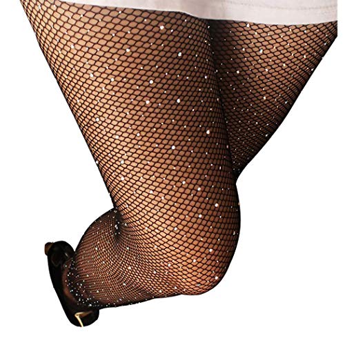 Sexy Jeweled Sparkly Diamond Fishnet Stockings High Waist Tights Shiny Rhinestone Sheer Pantyhose With Bling Crystals