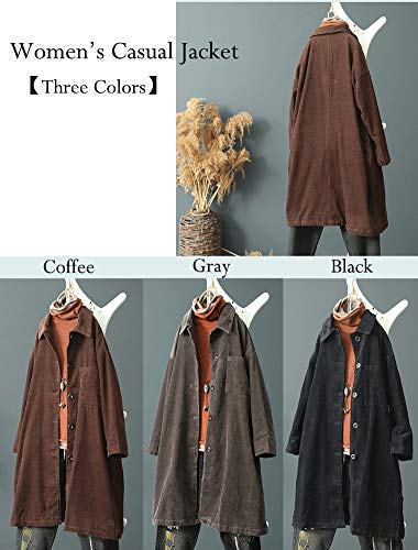 Minibee Women's Corduroy Shacket Jacket Button Down Shirts Fall Long Sleeve Coat with Pockets2
