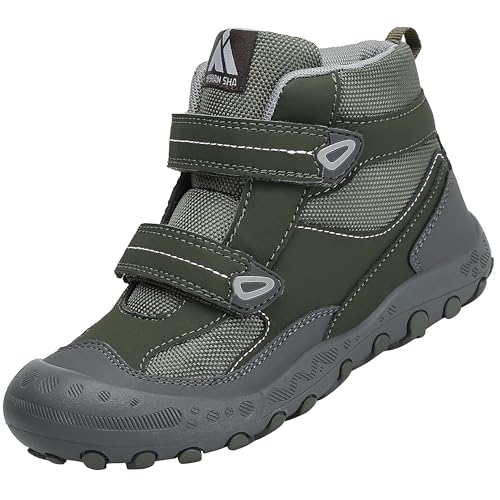 Mishansha Senderismo Trekking Zapatos Niño Transpirable Zapatillas de Senderismo Niñoso Botas de Montaña Invierno Adolescente, Verde 35