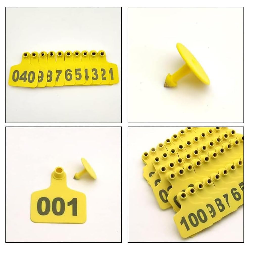 100 pièces étiquettes d'oreille de bétail n° 001-500, étiquettes d'oreille d'animaux de bétail en plastique pour vaches chèvres moutons cochons étiquettes de boucle d'oreille d'identification animale