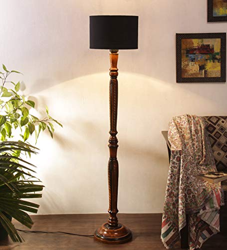 Image of Devansh Lack Cotton Wooden Floor lamp