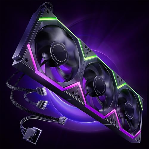 AsiaHorse Nyota Pro 120mm PC Fans ARGB PWM Modular Daisy-Chain Design Dual-Zone Asynchronous Lighting 18 Addressable LEDs 2000RPM High Airflow 61.5CFM Low Noise 29dB for PC Case & Liquid Cooler