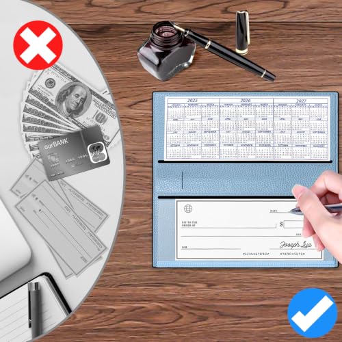 Image of CASMONAL Checkbook Cover for Women & Men, PU Leather Wallet RFID Blocking